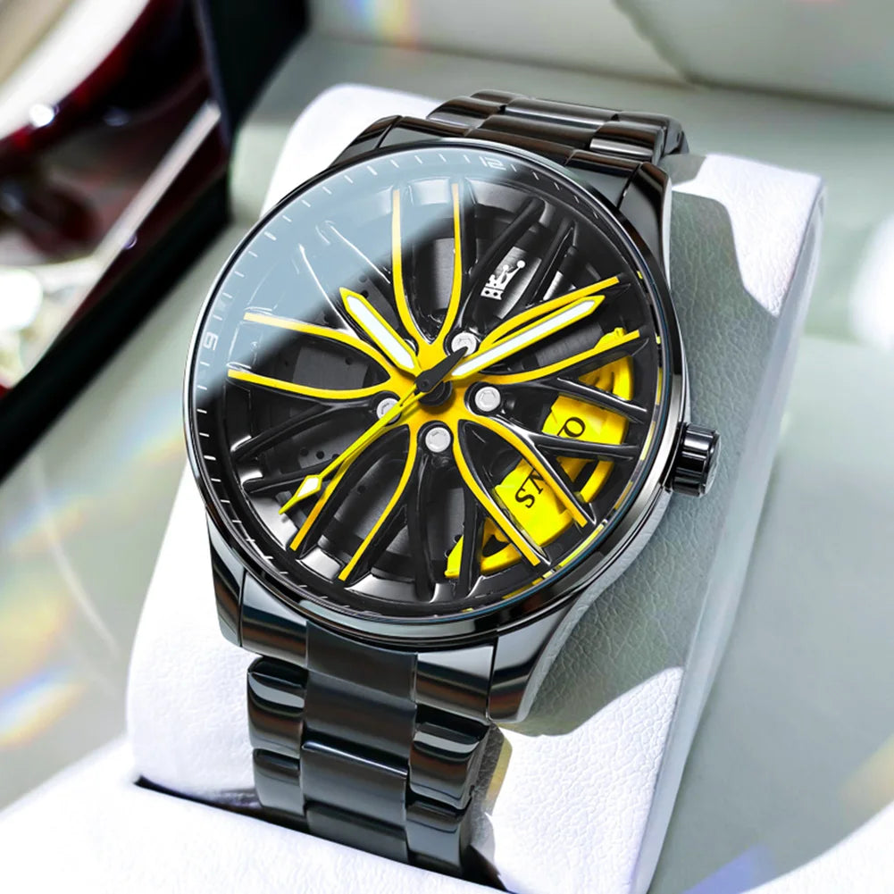 High-End Luxury Mens Watch Spinning Wheel Hub Original Quartz Men'S Watches Stainless Steel Fashion Elegant Watch for Men