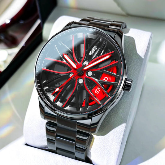 High-End Luxury Mens Watch Spinning Wheel Hub Original Quartz Men'S Watches Stainless Steel Fashion Elegant Watch for Men